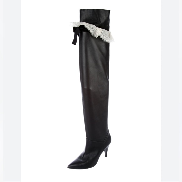 Philosophy di Lorenzo Serafini Lace & Leather Over-The-Knee Boot NET-A-PORTER - Picture 2 of 3